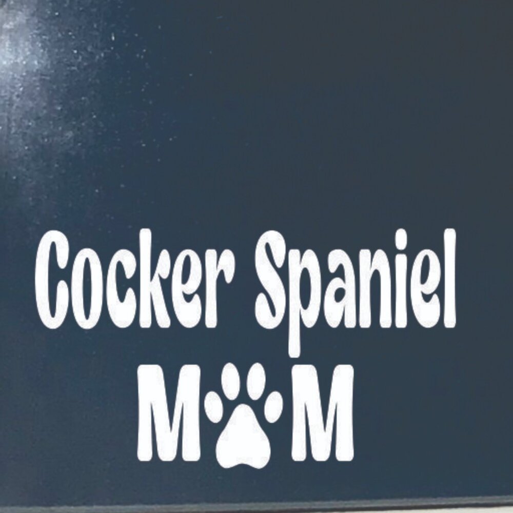 White Cocker Spaniel Dog Mom Vinyl Window Decal Sticker